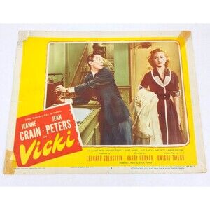 Vicki 1953 Lobby Card Movie‎ Poster Jean Peters Jeanne Crain Film Noir Vintage